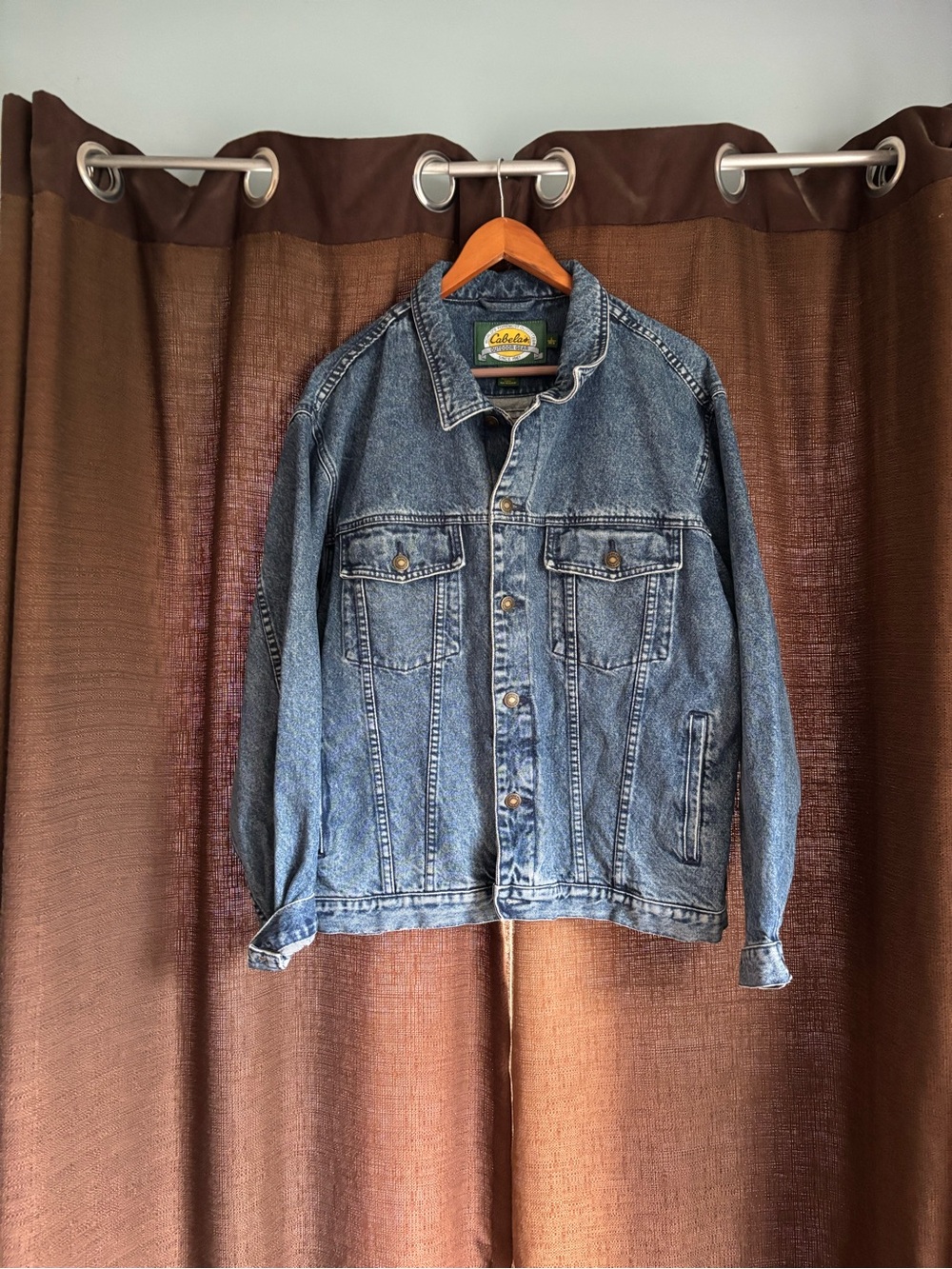 Vintage Cabela's Men's Blue Heavy Denim Jacket